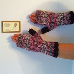 Hand Knitted Womens Hat/Handwarmer Set